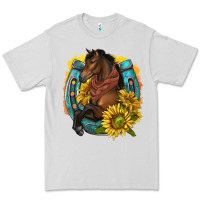 Dove Grey western horse with horseshoe Premium Tee - texasbilliewilder