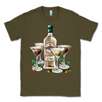 Army Green martini glasses and martini bottle Classic Tee - AdoDesignShop