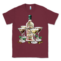 Burgundy martini glasses and martini bottle Classic Tee - AdoDesignShop