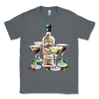 Charcoal Heather martini glasses and martini bottle Classic Tee - AdoDesignShop