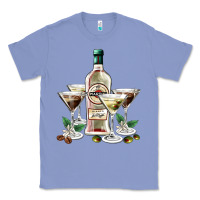 Colony Blue martini glasses and martini bottle Classic Tee - AdoDesignShop