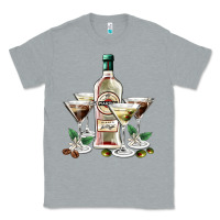 Heather Grey martini glasses and martini bottle Classic Tee - AdoDesignShop