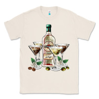 Natural martini glasses and martini bottle Classic Tee - AdoDesignShop