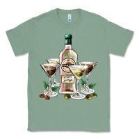Sage martini glasses and martini bottle Classic Tee - AdoDesignShop