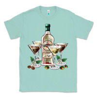 Seafoam martini glasses and martini bottle Classic Tee - AdoDesignShop