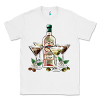 White martini glasses and martini bottle Classic Tee - AdoDesignShop