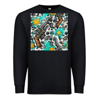 Black Western Gun And Sheriff Stars With Cowhide Seamless Pattern Premium Sweatshirt - BundleAndBundleShop