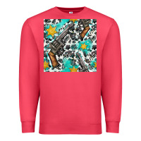 Cardinal Western Gun And Sheriff Stars With Cowhide Seamless Pattern Premium Sweatshirt - BundleAndBundleShop