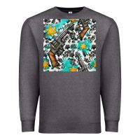 Charcoal Heather Western Gun And Sheriff Stars With Cowhide Seamless Pattern Premium Sweatshirt - BundleAndBundleShop