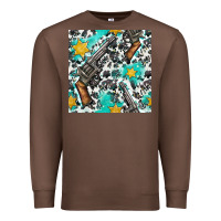 Chestnut Western Gun And Sheriff Stars With Cowhide Seamless Pattern Premium Sweatshirt - BundleAndBundleShop