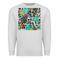 Dove Grey Western Gun And Sheriff Stars With Cowhide Seamless Pattern Premium Sweatshirt - BundleAndBundleShop