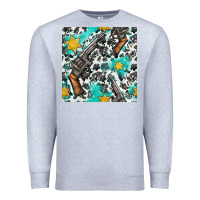 Heather Grey Western Gun And Sheriff Stars With Cowhide Seamless Pattern Premium Sweatshirt - BundleAndBundleShop