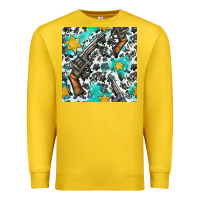 Lemon Western Gun And Sheriff Stars With Cowhide Seamless Pattern Premium Sweatshirt - BundleAndBundleShop