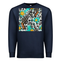 Navy Western Gun And Sheriff Stars With Cowhide Seamless Pattern Premium Sweatshirt - BundleAndBundleShop