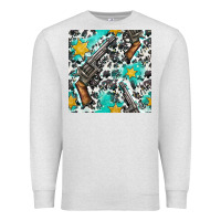 Oatmeal Heather Western Gun And Sheriff Stars With Cowhide Seamless Pattern Premium Sweatshirt - BundleAndBundleShop