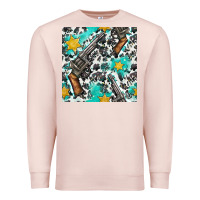 Pale Pink Western Gun And Sheriff Stars With Cowhide Seamless Pattern Premium Sweatshirt - BundleAndBundleShop