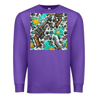 Purple Western Gun And Sheriff Stars With Cowhide Seamless Pattern Premium Sweatshirt - BundleAndBundleShop