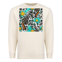 Sandshell Western Gun And Sheriff Stars With Cowhide Seamless Pattern Premium Sweatshirt - BundleAndBundleShop
