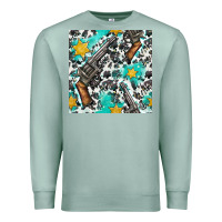 Seafoam Western Gun And Sheriff Stars With Cowhide Seamless Pattern Premium Sweatshirt - BundleAndBundleShop