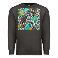 Smoke Western Gun And Sheriff Stars With Cowhide Seamless Pattern Premium Sweatshirt - BundleAndBundleShop