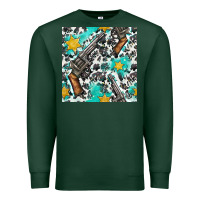 Sports Green Western Gun And Sheriff Stars With Cowhide Seamless Pattern Premium Sweatshirt - BundleAndBundleShop