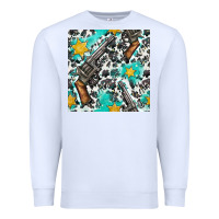 White Western Gun And Sheriff Stars With Cowhide Seamless Pattern Premium Sweatshirt - BundleAndBundleShop