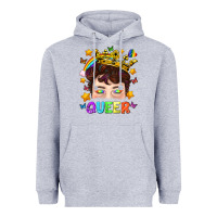 Heather Grey LGBTQ+ Queer Portrait With Crown And Rainbow Heavyweight Hoodie - BundleAndBundleShop