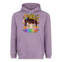 Lavender LGBTQ+ Queer Portrait With Crown And Rainbow Heavyweight Hoodie - BundleAndBundleShop
