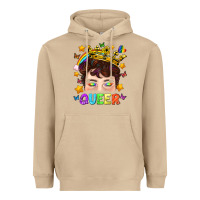 Mushroom LGBTQ+ Queer Portrait With Crown And Rainbow Heavyweight Hoodie - BundleAndBundleShop