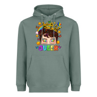 Sage LGBTQ+ Queer Portrait With Crown And Rainbow Heavyweight Hoodie - BundleAndBundleShop