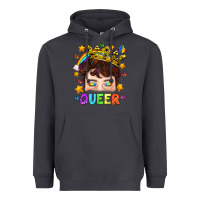 Smoke LGBTQ+ Queer Portrait With Crown And Rainbow Heavyweight Hoodie - BundleAndBundleShop