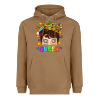 Toasted Coconut LGBTQ+ Queer Portrait With Crown And Rainbow Heavyweight Hoodie - BundleAndBundleShop