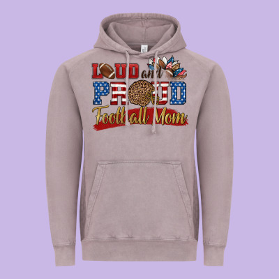 Loud And Proud Football Mom Vintage Hoodie Designed By Hra Design Shop