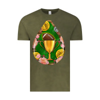 Vintage Olive american football and western roses teardrop Vintage Tee - BundleAndBundleShop