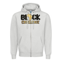 Dove Grey black excellence Zipper Hoodie - MaliasSmallBusiness