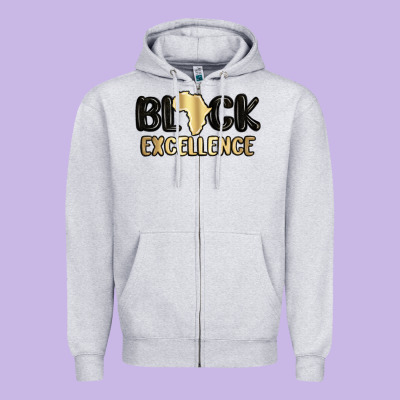 Black Excellence Zipper Hoodie Designed By Maliassmallbusiness