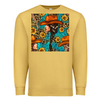 Antique Gold Western Girl Hair Clasp And Sunflower With Leopard And Glitter Seamles Premium Sweatshirt - BundleAndBundleShop