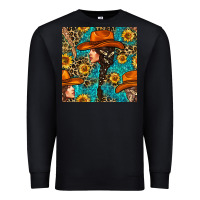 Black Western Girl Hair Clasp And Sunflower With Leopard And Glitter Seamles Premium Sweatshirt - BundleAndBundleShop