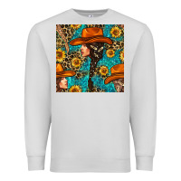 Dove Grey Western Girl Hair Clasp And Sunflower With Leopard And Glitter Seamles Premium Sweatshirt - BundleAndBundleShop