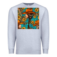 Heather Grey Western Girl Hair Clasp And Sunflower With Leopard And Glitter Seamles Premium Sweatshirt - BundleAndBundleShop