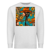 Oatmeal Heather Western Girl Hair Clasp And Sunflower With Leopard And Glitter Seamles Premium Sweatshirt - BundleAndBundleShop