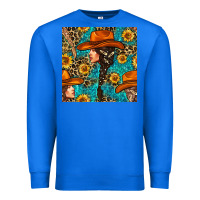 True Royal Western Girl Hair Clasp And Sunflower With Leopard And Glitter Seamles Premium Sweatshirt - BundleAndBundleShop