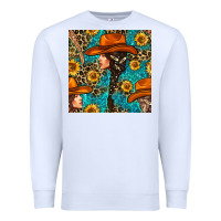 White Western Girl Hair Clasp And Sunflower With Leopard And Glitter Seamles Premium Sweatshirt - BundleAndBundleShop
