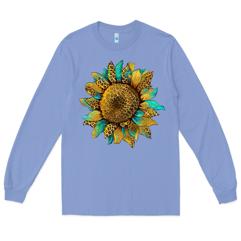 Sunflower With Leopard And Turquoise Long Sleeve Tee by Artiststas | Teevron