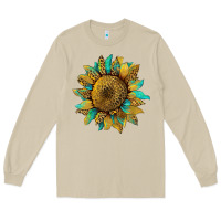 Mushroom sunflower with leopard and turquoise Long Sleeve Tee - Artiststas