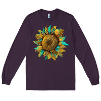 Plum sunflower with leopard and turquoise Long Sleeve Tee - Artiststas