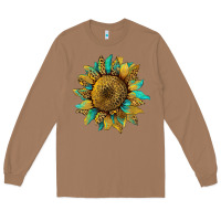 Toasted Coconut sunflower with leopard and turquoise Long Sleeve Tee - Artiststas
