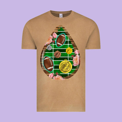 American Football And Western Roses Teardrop Vintage Tee Designed By Bundleandbundleshop
