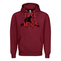 Burgundy free hugs Zipper Hoodie - MaliasSmallBusiness