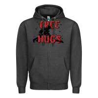 Charcoal Heather free hugs Zipper Hoodie - MaliasSmallBusiness
